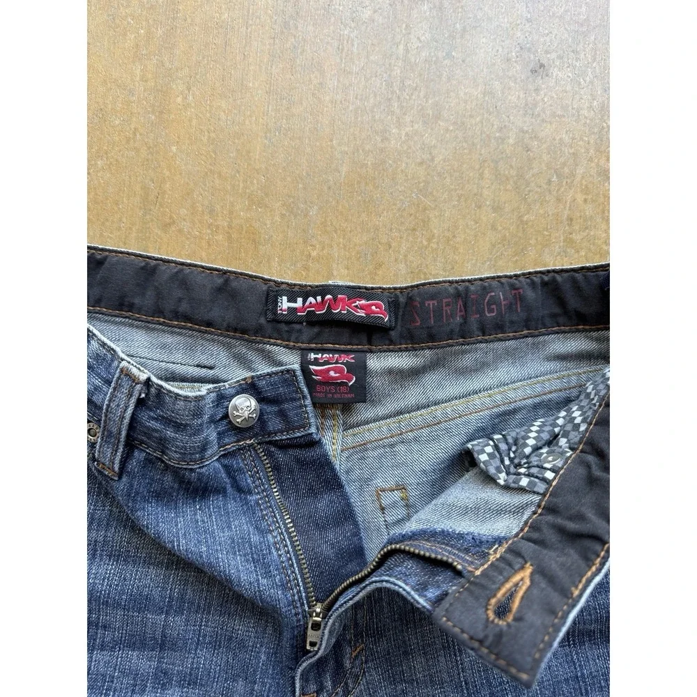 VTG Tony Hawk Baggy Dark Wash Straight Leg Denim Jeans Skater Y2K Boys 18Y 28x28